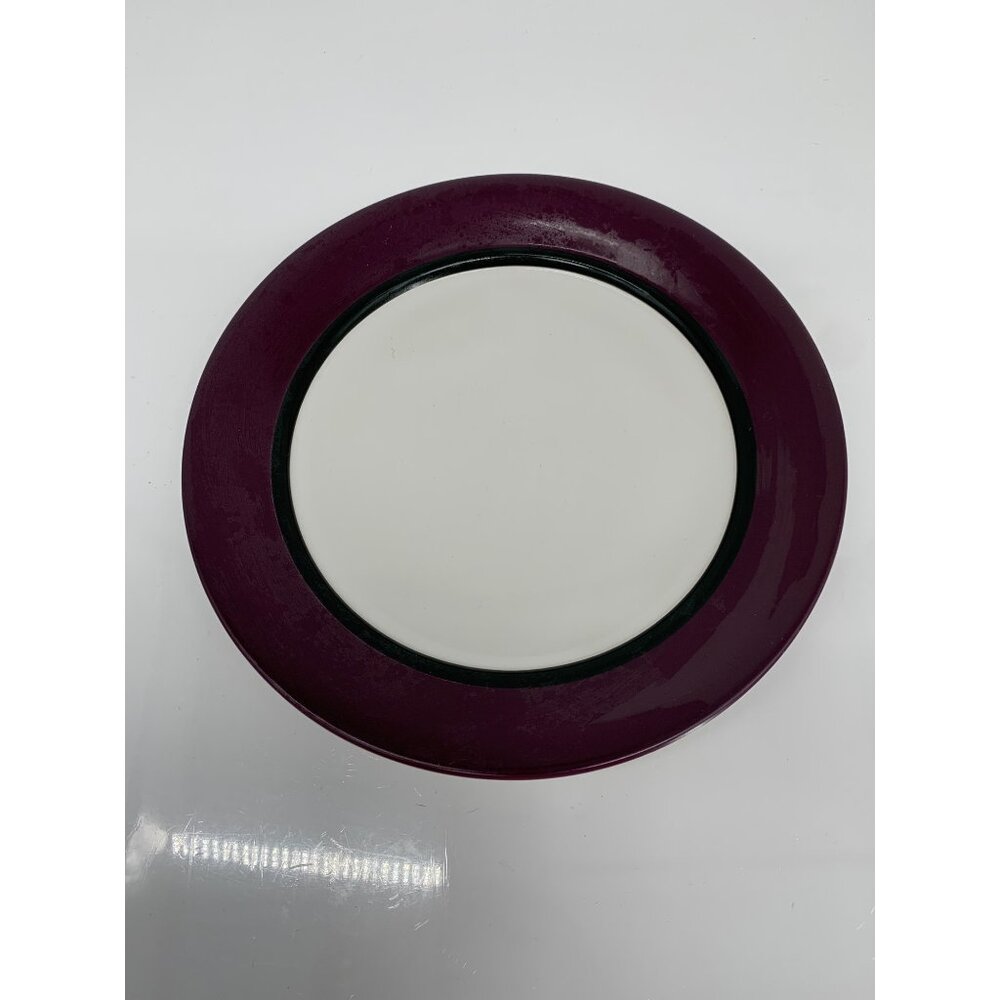 Pfaltzgraff Ceramic Dinner Plate 11" Maroon Rim White Center Elegant Dining Tabl